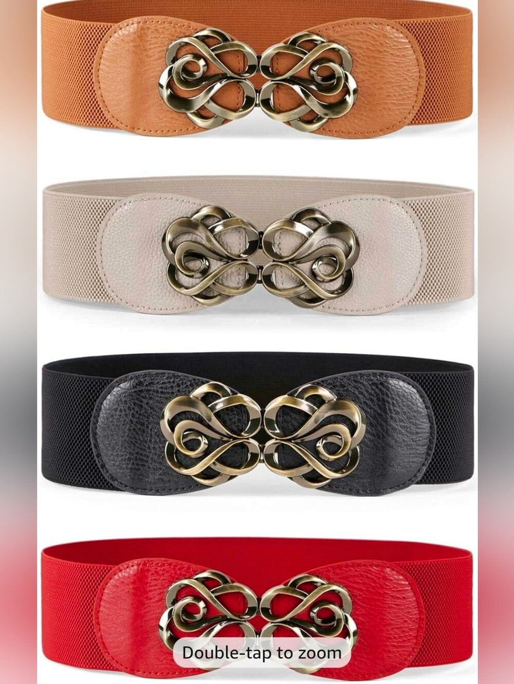 JASGOOD Women Stretchy Belts for Dresses Vintage Elastic Wide Waist Belts 4 Pack